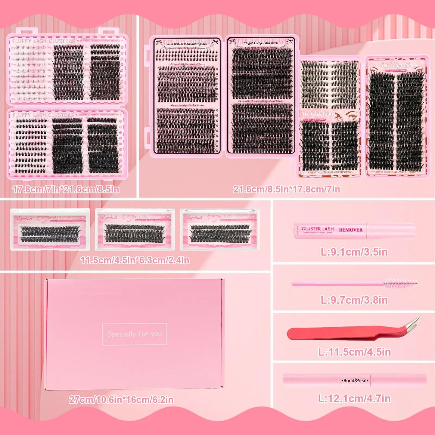 Amazing value eyelash set! A 6-box mixed gift set containing 2080 lashes, including two sets of tools: a volumizing set and a natural/mixed set for lower lashes. D-curl, suitable for all makeup looks and beginners.