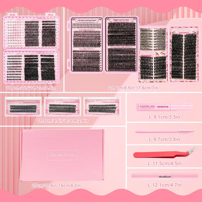 Amazing value eyelash set! A 6-box mixed gift set containing 2080 lashes, including two sets of tools: a volumizing set and a natural/mixed set for lower lashes. D-curl, suitable for all makeup looks and beginners.