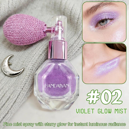 HANDAIYAN Gold and Purple Glitter Spray - Ultra-Fine High-Shine Makeup Mist for Carnivals Concerts Parties Rave Events Glossy Finish for All Skin Types - Powder