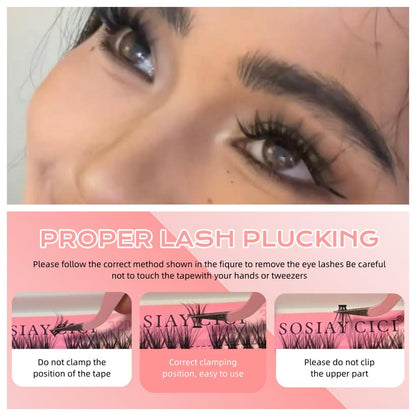 SOSIAY CICI DIY Eyelash Extension Kit - 320-Cluster Grafting Toolset with 9-16mm 40D Clusters, Adhesive, Sealant, Remover, & Curler for Natural Long-Lasting Lashes at Home