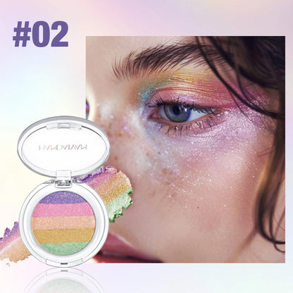 HANDAIYAN Color-Shifting Diamond Rainbow Eyeshadow Palette & Multi-Chrome Face Highlighter Palette — Versatile, Long-Lasting Pigmentation, High Saturation; Mix and Match to Create Your Own Signature Iridescent Look.