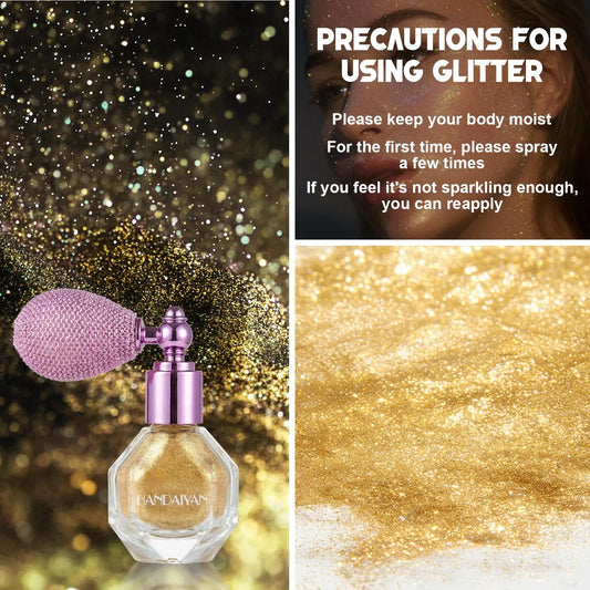 HANDAIYAN Star Mist Shimmer Highlighter Spray | Glitter Hair & Body Glitter Spray for Clothes, Sparkle Body Glitter Powder Makeup Gift for Girls Women
